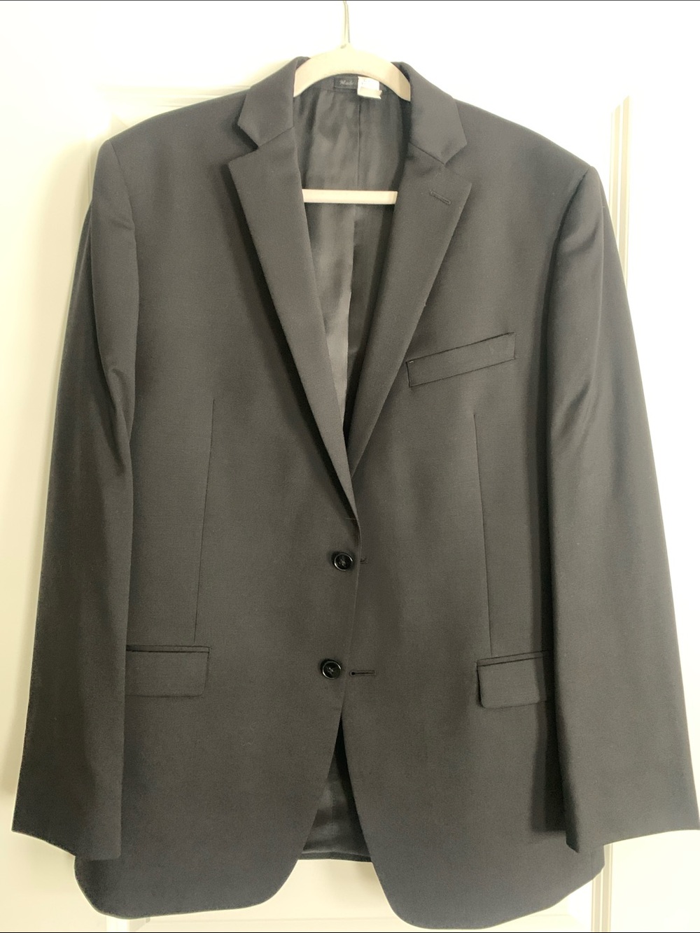 Men's Black Two-Button Suit Blazer 44R with Pants 34x34- Classic Tailored Fit